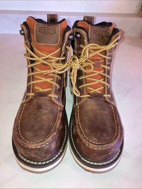KEEN Cincinnati Utility Brown Leather Work Boots w/ Tan Laces - Men’s 7.5EE
